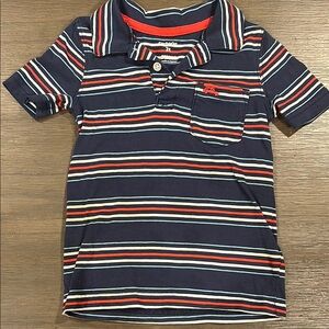 Navy Striped Kids Polo Shirt